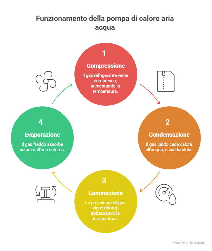 fasi della pompa di calore aria acqua